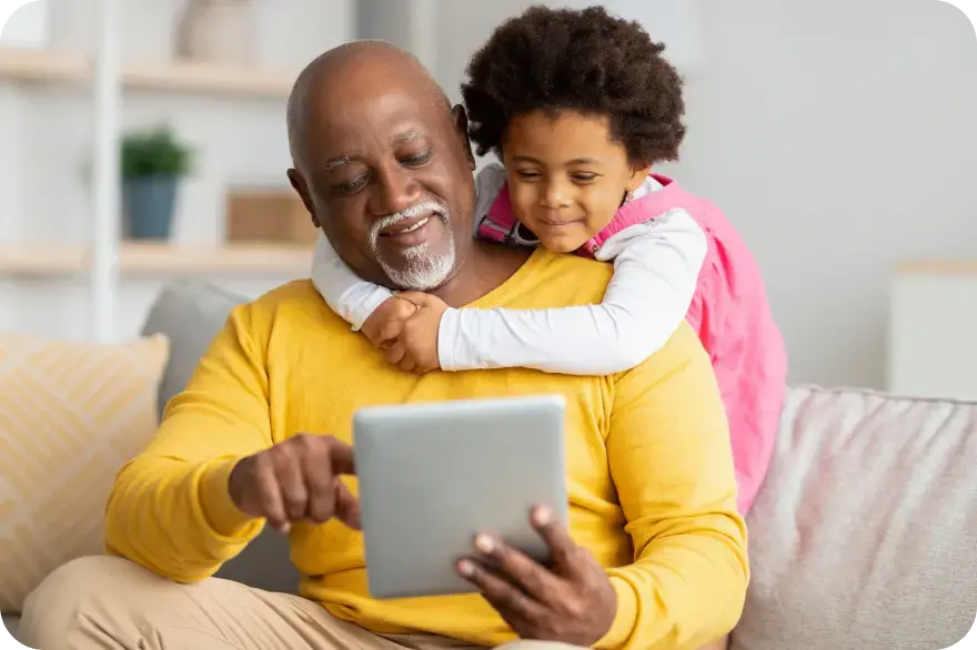 Grandad and child playing