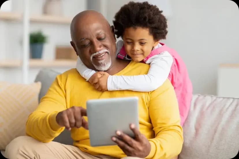 Grandad and child playing